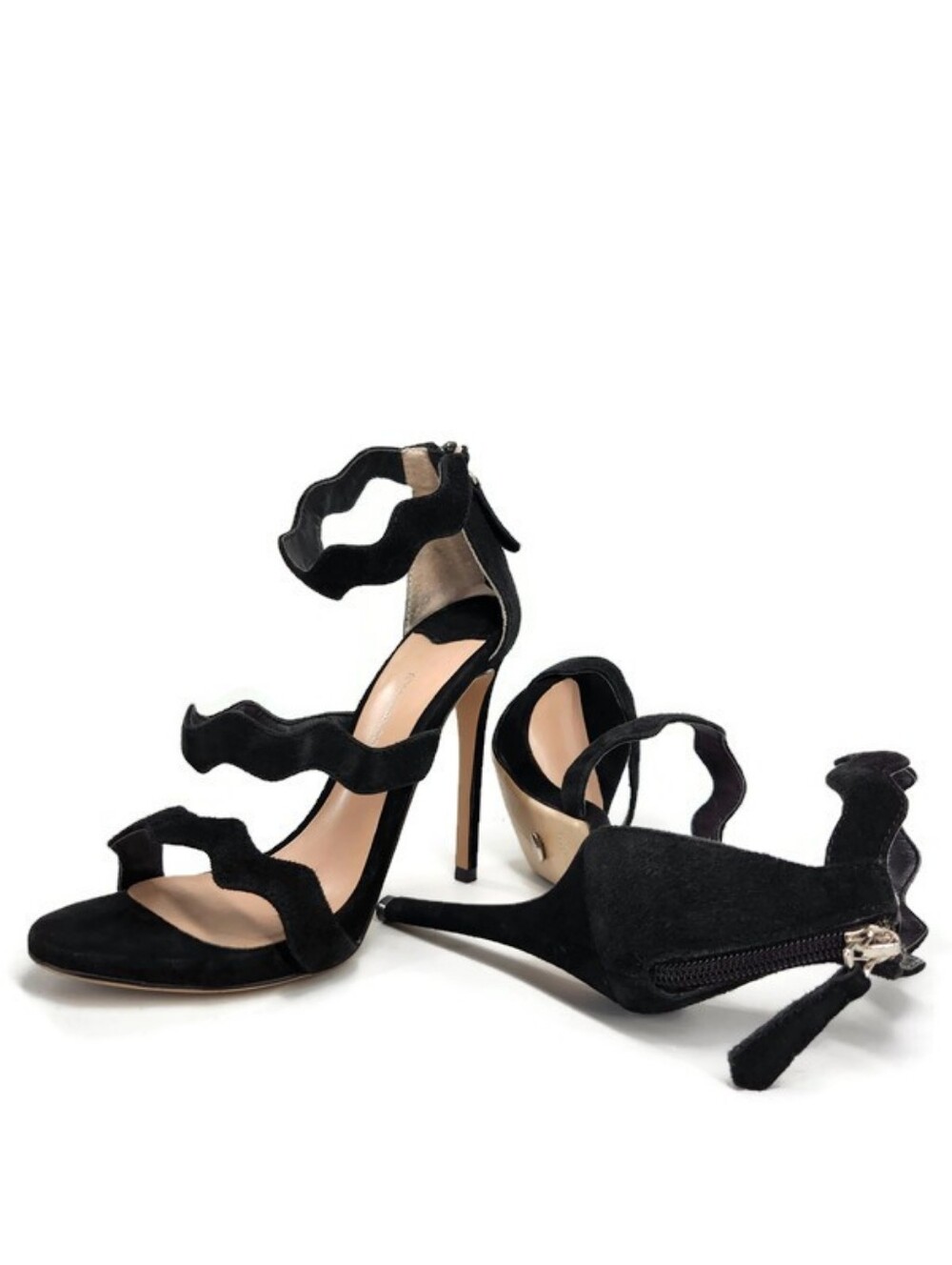 Tony Bianco Astrid Black Kid Suede Strappy Open-Toe High Heel Dress Sandals